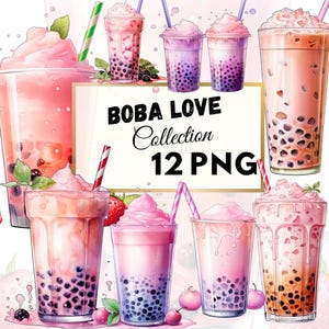 Bubbletea clipart, Bubbletea png,  Bubbletea watercolor, Boba tea png, transparent png, Tea clip art, digital download,