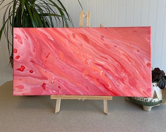Abstraktes Acrylgemälde auf 10"x20" Leinwand, Original Kunst, Wandkunst, abstrakte Kunst, Fluid Art, Einzigartige Malerei, Pour Art