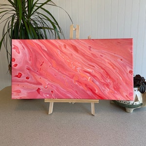 Abstract Acrylic Pour Painting on 10"x20" Stretched Canvas, Original Art, Wall Art, Abstract Art, Fluid Art, Unique Painting, Pour Art