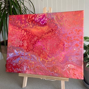 Abstract Acrylic Pour Painting on Stretched Canvas 11”x14”, Original Art, Wall Art, Abstract Art, Fluid Art, Unique Painting