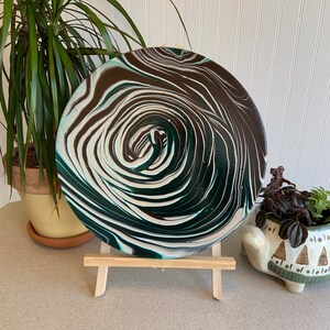 Abstract Acrylic Pour Painting on 12" Round Stretched Canvas, Original Art, Wall Art, Abstract Art, Fluid Art, Unique Painting