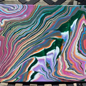 Abstract Acrylic Pour Painting on Stretched Canvas 11"x14", Original Art, Wall Art, Abstract Art, Fluid Art, Unique Painting
