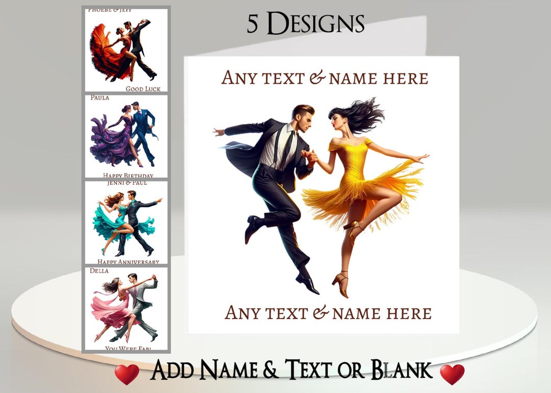 Modern Ballroom Dancing Card: Add Your Text + Name, Inside Message, or ...