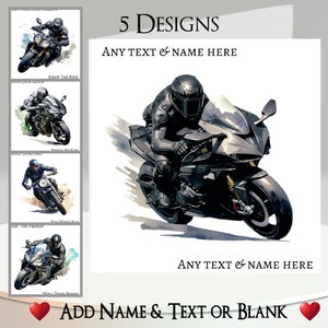 Motorkaart: tekst + naam toevoegen ~ bericht binnen ~ gepersonaliseerd, motor, motorfiets, motor, motorrijder, motorrijder, superbike, race, ritje uit