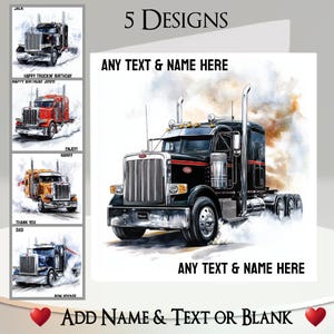 Truckerkaart: voeg je tekst + naam toe ~ binnenbericht ~ gepersonaliseerd, vrachtwagenchauffeur, vervoerder, vrachtwagens, vrachtwagen, vrachtwagenchauffeur, reizen, reis, reis