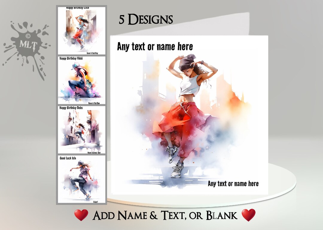 Street Dancer Card: Add Your Text + Name ~ Inside Message ~ Street ...