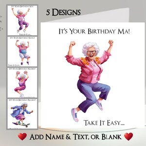 Carte Vieille dame : ajoutez votre texte et votre nom ~ Message intérieur ~ Nounou, maman, mère, mère, grand-mère, grand-mère, grand-mère, drôle, retraite, humoristique, femme