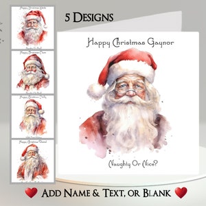 Father Christmas Card: Add Your Text + Name ~ Inside Message ~ Father Christmas, Santa Claus, Santa Face, Father Christmas Face, Santa Hat
