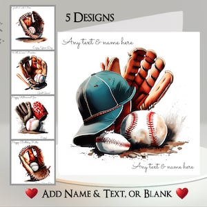 Tarjeta de béisbol: agregue su texto + nombre ~ Mensaje interno ~ Béisbol, lanzador, bateador, receptor, bateador, corredor de base, corredores, bola curva, deporte