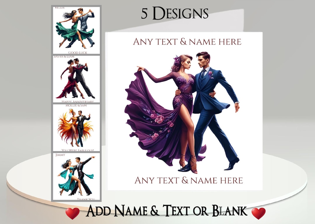 Dancing Card Example Modern Ballroom Dancing Card: Add Your Text + Name, Inside Message, or ...