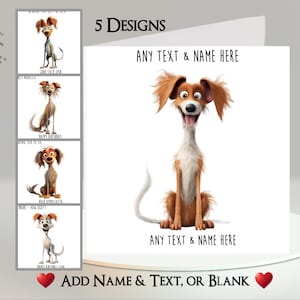 Tarjeta de perro: agregue su texto + nombre ~ Mensaje interior ~ 5 diseños para elegir ~ Cachorro, perro, perro sorprendido, desaliñado, gracioso, gracioso, pelirrojo