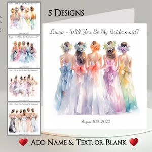 Bruidsmeisjeskaart: naam en datum toevoegen ~ binnenbericht ~ Be My Bridesmaid, Thank You, Wedding Day, Wedding, Best Friend, Maid of Honor