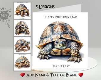 Tortoise Card: Add Your Text + Name ~ 5 Designs To Choose From ~ Inside Message ~ Cute Tortoise, Pet, Reptile, Turtle, Terrapin, Shell