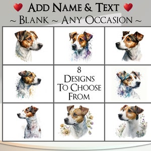 Carte Jack Russell Terrier : ajoutez votre texte et votre nom ~ Message à l'intérieur ~ Toute occasion ou vierge ~ Jack, chien, portrait de chien, animal de compagnie, chien, ratier