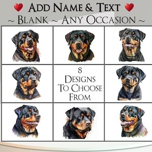 Rottweilerkaart: tekst en naam toevoegen ~ bericht binnen ~ elke gelegenheid ~ rottweiler, rotti, rotty, hond, hond, portret, huisdier