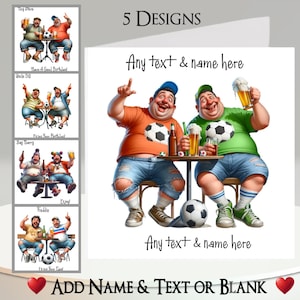 Carte Footy Men : ajoutez votre nom + texte, message à l'intérieur, 5 modèles. Homme original, Meilleurs amis, Copains, Fantastique, Alcool, Pub, Humour, Humour
