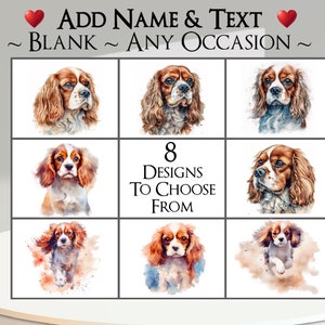 Cavalier King Charles-spaniëlkaart: voeg je tekst + naam toe ~ binnenbericht ~ elke gelegenheid of blanco ~ hond, portret, hond, huisdier, puppy