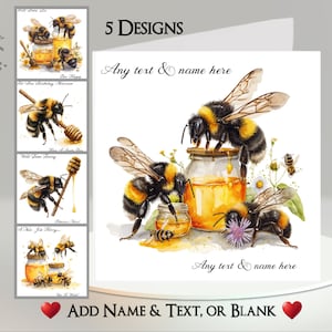 Bijkaart: tekst + naam toevoegen ~ bericht binnen ~ hommel, honingbij, werkbij, honing, honingraat, nectar, buzzy bee, insect