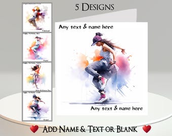 Carte de danseuse de rue : ajoutez votre texte et votre nom ~ message intérieur ~ danse de rue, danseuse, house, hip hop, breakdance, breakdance, popping, musique