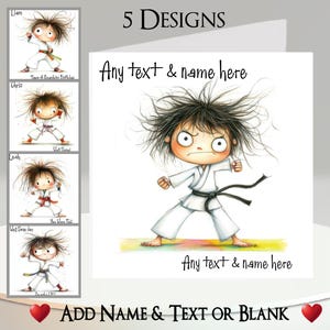 Cartão de Artes Marciais: Adicione seu texto + nome ~ Mensagem interna ~ Personalizado, Judô, Karatê, Kung Fu, Tai Chi, Jiu-Jitsu, Taekwondo, Ninja, Esporte