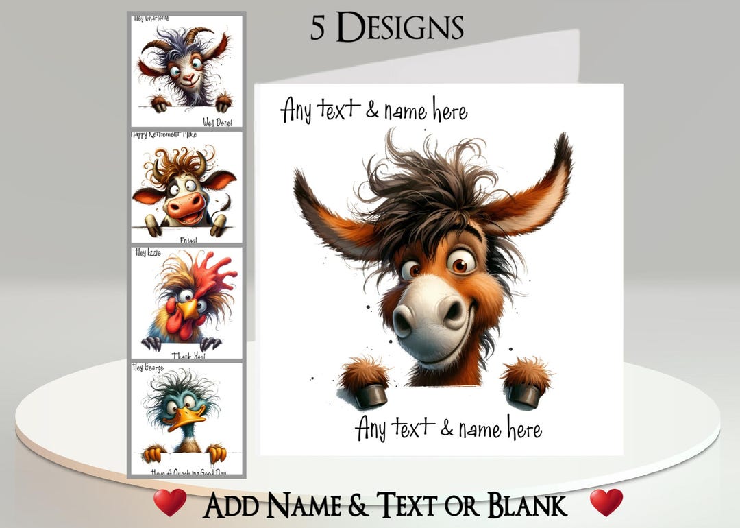 Peeking Farm Animal Card: Add Your Text + Name, Inside Message, or ...