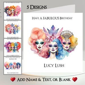 Carte Drag Queen : ajoutez votre texte et votre nom ~ Message intérieur ~ Drag Queen, Drag, Trans, LGBTQ, Gay Pride, Drag Show, Performance, Show, Dress