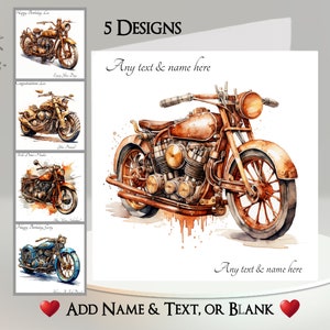 Steampunk-motorkaart: tekst + naam toevoegen ~ binnenbericht ~ gepersonaliseerd, motor, motor, motor, motorrijder, motorrijder, Steampunk