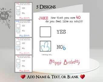 Adult Funny Birthday Card: Add Your Text, Age + Name ~ Inside Message ~ Age Card, Funny, Humorous, Rude, Cheeky, For Him, For Her