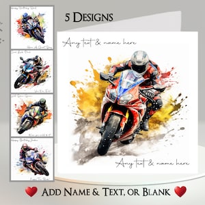 Motorrad-Karte: Fügen Sie Ihren Text + Namen hinzu ~ Innere Nachricht ~ Personalisiert, Motorrad, Motorrad, Fahrrad, Biker, Biker, Superbike, Rennen, Fahrt