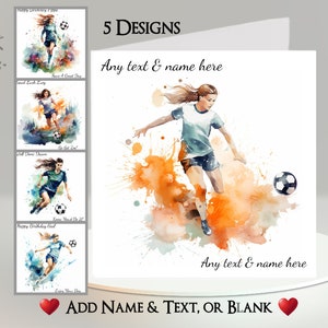 Tarjeta de fútbol: agrega tu texto + nombre ~ Mensaje interior ~ Fútbol, Fútbol, Jugador de fútbol, Jugador de fútbol, Gol, Botas, Partido de fútbol, Deporte