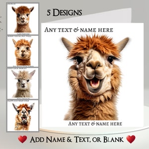 Alpacakaart: tekst + naam toevoegen ~ binnenbericht ~ grappige alpaca, lama, geen drama-lama, hembra, cria, huacaya, humoristisch