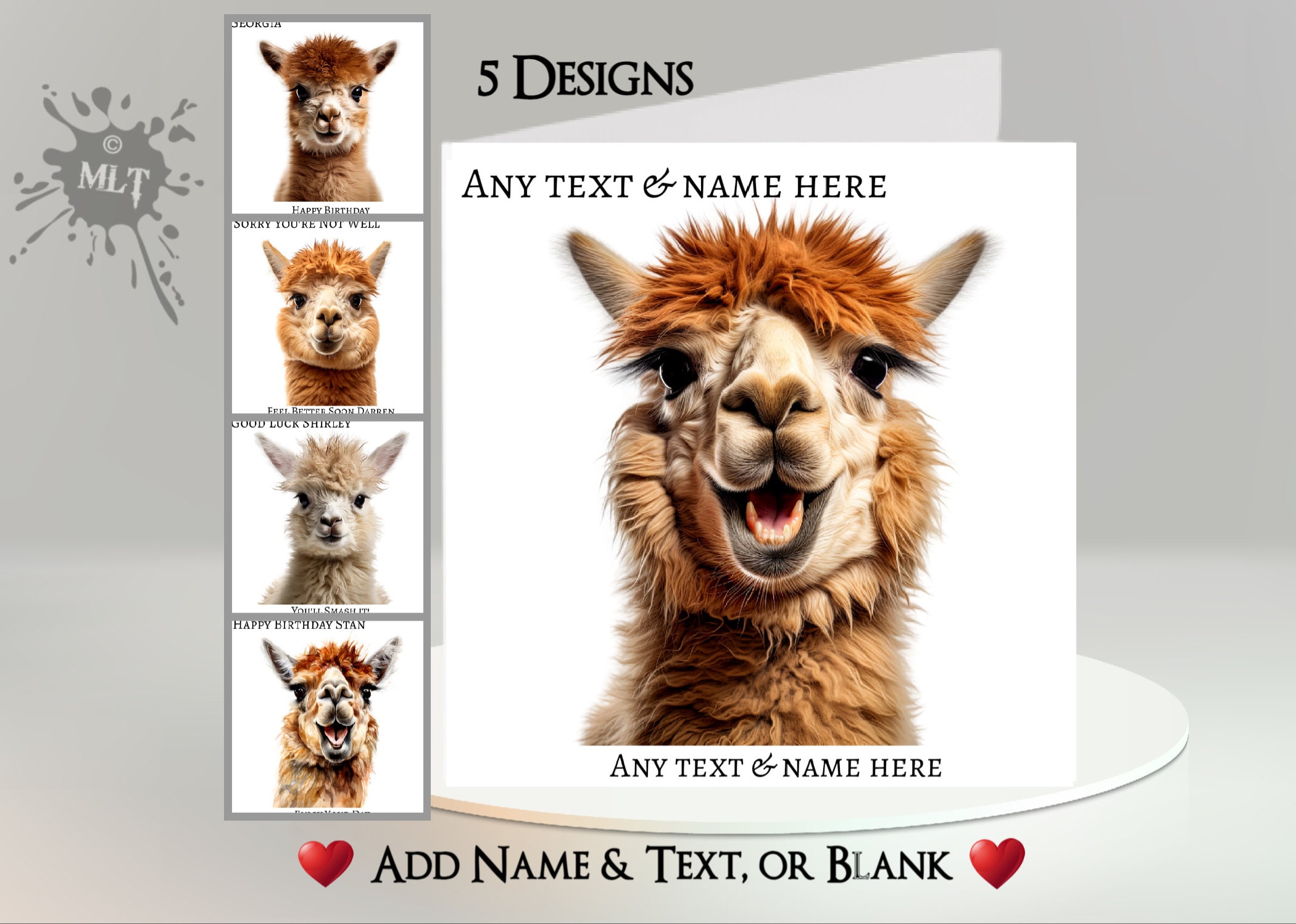 Alpaca Card: Add Your Text + Name ~ Inside Message ~ Funny Alpaca, Llama,  No Drama Llama, Hembra, Cria, Huacaya, Humorous - Etsy, image size:2100x1497