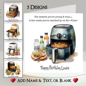 Grappige Air-Fryer Card: tekst + naam toevoegen ~ bericht binnen ~ Airfryer, keukenapparaat, koken, koken, friteuse, grappig, humoristisch, veroudering