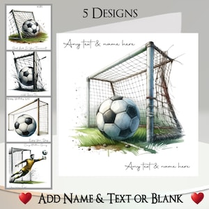 Voetbalkaart: tekst + naam toevoegen ~ binnenbericht ~ Voetbal, voetbal, voetbal, voetbal, voetbalschoenen, doel, doelpaal, voetbalwedstrijd, sport
