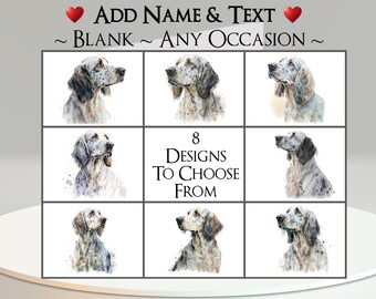 Setter Card: Add Your Text + Name ~ Inside Message ~ Any Occasion ~ Red Setter, Irish Setter, English Setter, Dog Portrait
