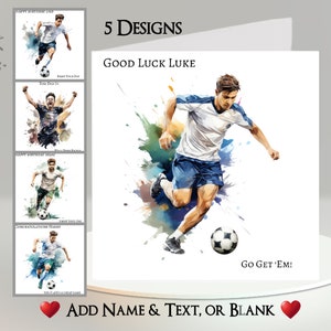 Tarjeta de fútbol: agrega tu texto + nombre ~ Mensaje interior ~ Fútbol, Fútbol, Jugador de fútbol, Jugador de fútbol, Gol, Botas, Partido de fútbol, Deporte
