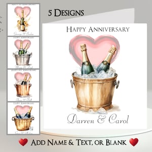 Tarjeta de aniversario: agregue nombre, texto y número ~ Mensaje interior ~ Esposo, esposa, pareja, aniversario de bodas, casado, matrimonio, sociedad