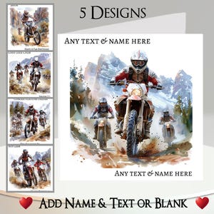 Motocross Card: Aggiungi il tuo testo + nome ~ Messaggio interno ~ Personalizzato, Moto, Scramble Bike, Trial Bike, mx, Moto, Bici, Motocross