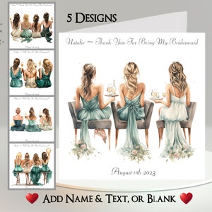 Bruidsmeisjeskaart: naam en datum toevoegen ~ bericht aan de binnenkant ~ Be My Bridesmaid, Thank You, Wedding Day, Wedding, Best Friend, Sister, Matron of Honor