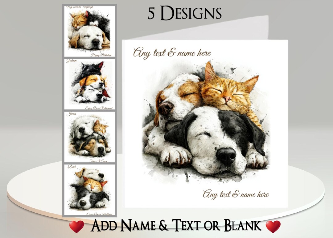 Best Friends Animal Card: Add Your Text + Name, Inside Message, or ...