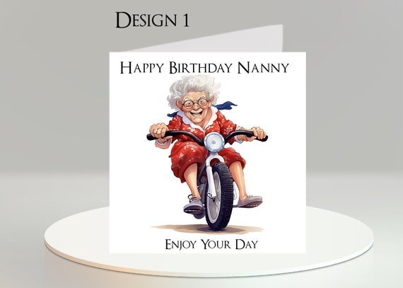 Old Lady Biker Card Add Your Text Name Inside Message Motorcycle Motorbike Grandma Gran Nan Mum Bike Old Lady Biker Etsy Canada