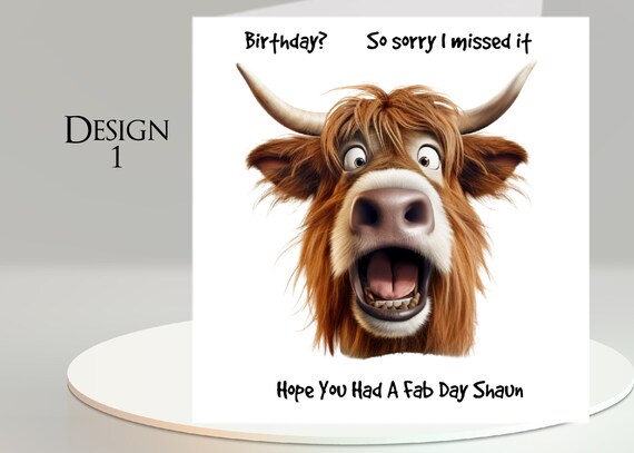 Highland Calf Heather Scotland Kids Cow Birthday Card - Groceries - View #3