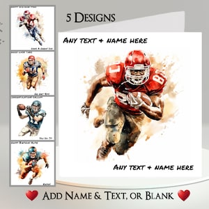 American Football-kaart: tekst + naam toevoegen ~ binnenbericht ~ Voetbal, voetballer, touchdown, quarterback, voetbalwedstrijd, VS, sport