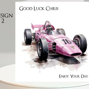 Vintage Racing Car Card: Add Your Text + Name ~ Inside Message ...