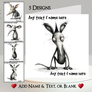 Aardvarkenkaart: tekst + naam toevoegen ~ bericht binnen ~ grappig aardvarken, Australisch dier, Australië, aardevarken, miereneter, humoristisch