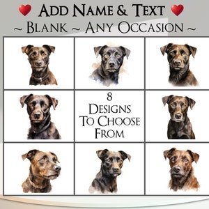 Biglietto Patterdale Terrier: aggiungi il tuo testo + nome ~ Messaggio interno ~ Qualsiasi occasione o vuoto ~ Patterdale, Terrier, Patt, Ritratto di cane, Ratter