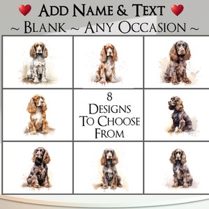 Biglietto Spaniel: aggiungi il tuo testo + nome ~ Messaggio interno ~ Qualsiasi occasione ~ Springer Spaniel, cane, animale domestico, canino, ritratto di animale domestico