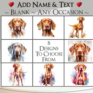 Vizsla-kaart: voeg je tekst + naam toe ~ GRATIS BERICHT BINNENKANT ~ Elke gelegenheid ~ Vizsla, jachthond, Hongaarse hond, huisdier, hond, portret