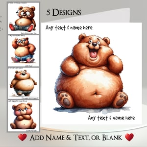 Berenkaart: tekst + naam toevoegen ~ bericht binnen ~ Bruine beer, bruin, blije beer, wilde dieren, wilde dieren, grappige beer, cartoonbeer, humoristisch
