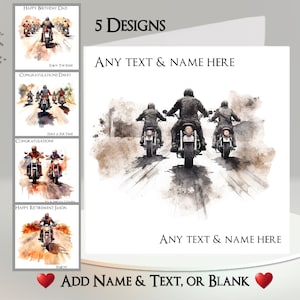 Tarjeta de moto: agrega tu texto + nombre ~ Mensaje interior ~ Personalizada, moto, motocicleta, bicicleta, motociclista, motociclistas, pandilla de motociclistas, paseo